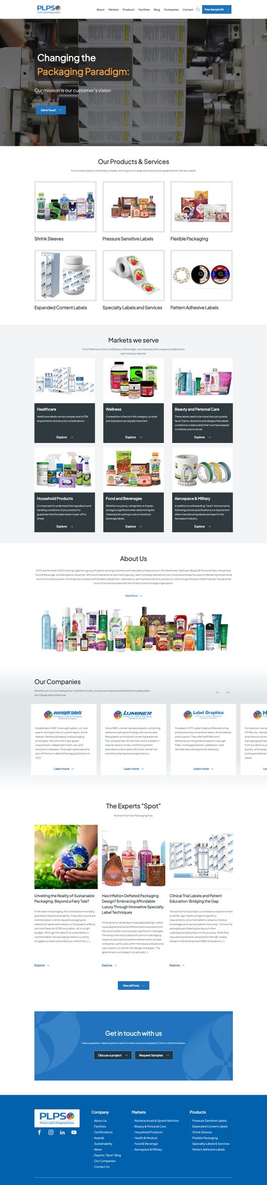 label and packaging website project